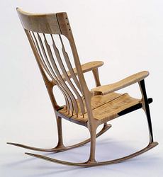 Curly maple and walnut rocking chair.